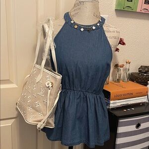 Blue Denim Halter blouse. Closet clearout no returns.